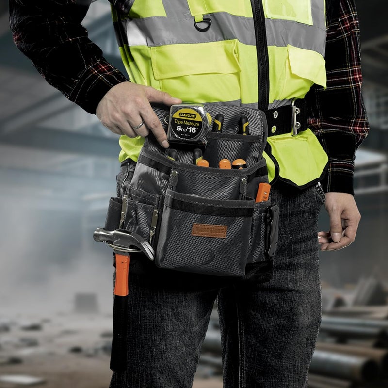VIDAR TOOLS Small Tool Belt Pouches,Tool Belts for men,magnetic tool belt,11-Pockets,Electrician Construction,Carpentry.Heavy Duty nylon belt with metal buckle.1680D Oxford. - Image 2